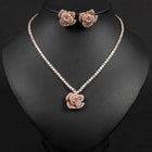 Rose Shaped Zircon Necklace and Earring Set JW051