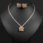 Rose Shaped Zircon Necklace and Earring Set JW051