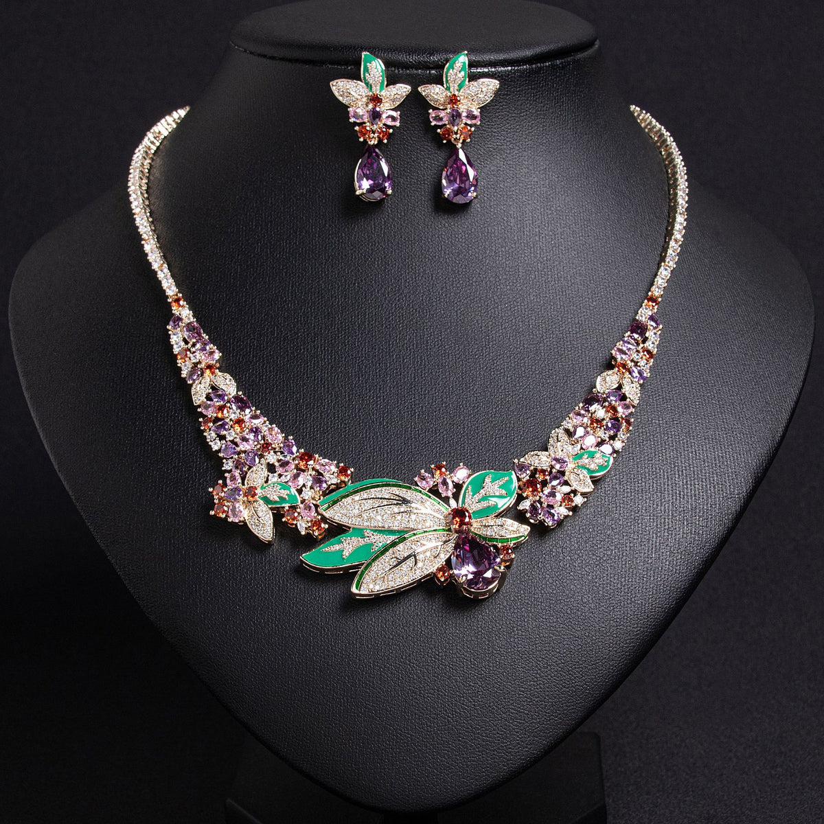 Elegant 3D Floral Necklace and Earring Set JW052