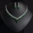 Simple Cubic Zirconia Necklace and Earring Set JW056