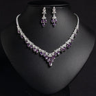 Simple Cubic Zirconia Necklace and Earring Set JW056