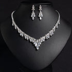 Simple Cubic Zirconia Necklace and Earring Set JW056