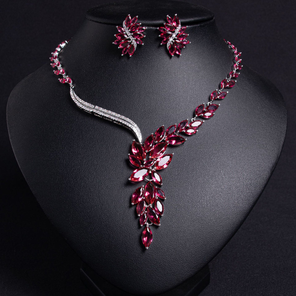 Phoenix Flower Vine Zircon Necklace and Earring Set JW058