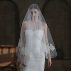 White Floral Lace Edge Soft Tulle Bridal Wedding Veil BV007