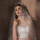 Single Layer White Lace Bridal Veil BV004