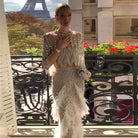 DreamyVow Luxury Dubai White Feathers Two Pieces Evening Dresses for Women Wedding Beaded Midi Short Prom Party Gowns 363