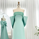 DreamyVow Luxury Dubai Lilac Arabic Evening Dresses with Bow Cape Beaded 2023 Elegant Women Wedding Formal Party Gowns 319