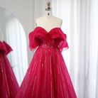 Dreamy Vow Luxury Dubai Ball Gown Fuchsia Evening Dress for Women Wedding 2023 Off Shoulder Arabic Celebrity Party Gown 390