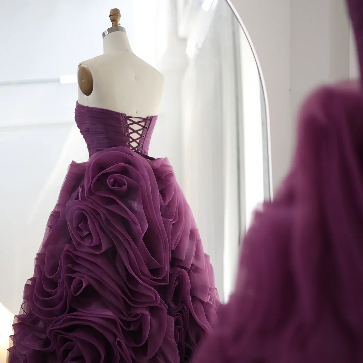 Dreamy Vow Luxury 3D Rose Flower Pink Short Evening Dresses for Women Wedding Party 2023 Strapless Midi Formal Prom Gowns 343