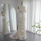 Dreamy Vow 2023 Elegant Off Shoulder Arabic Mermaid Beige Evening Dress for Women Wedding Party Dubai Long Formal Gowns F001