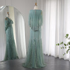 Dreamy Vow Luxury Pink Mermaid Dubai Evening Dresses with Cape 2023 Elegant V-Neck Arabic Women Wedding Formal Party Gown 284