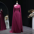 Elegant Purple Mermaid Evening Dress with cap and ruffles SF085