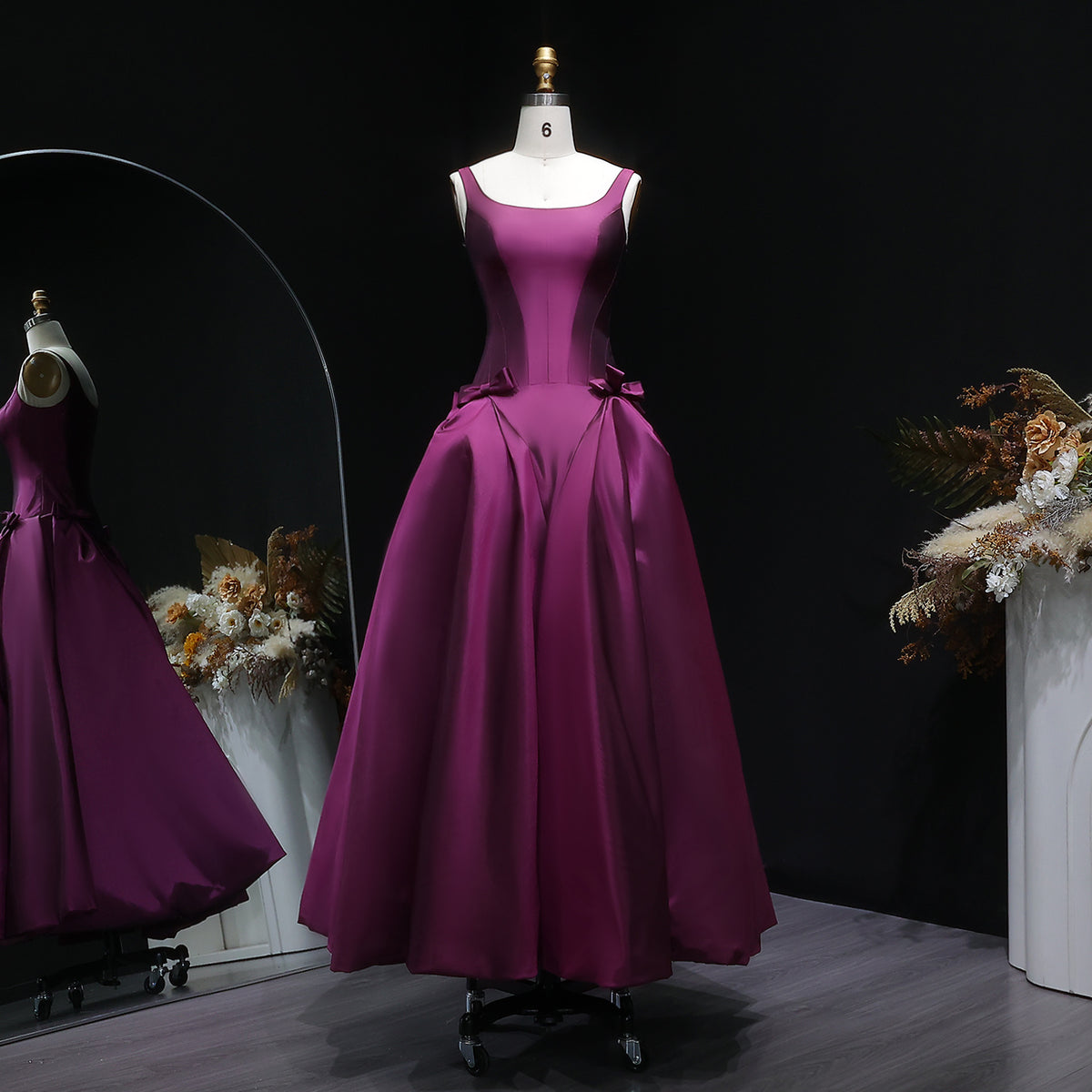 Luxury Emerald Green Evening Dress with Overskirt and Bow SF124