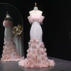 Elegant 3D flowers Off Shoulder White Evening Dress SF206