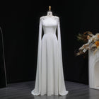 Elegant White Mermaid Evening Dress with Cape Sleeves SF280