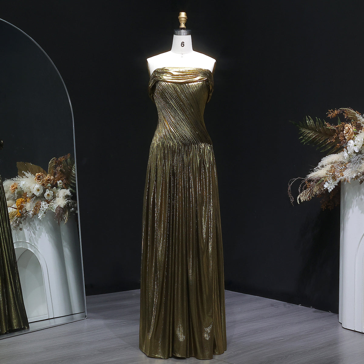 Elegant Off Shoulder Pleated Evening Dress SF392