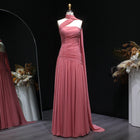 Elegant Strapless Pink Evening Dress with Cape SF482