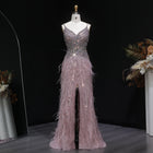 Luxury Beaded Blue Mermaid Feathers Evening Dress SS004