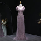 Luxury Wine Red Off-Shoulder Beaded Evening Dress SS109