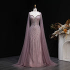 Elegant Pink Sweetheart Beaded Evening Dress with Cape Sleeve SS130