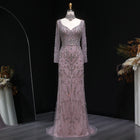 Elegant Turquoise Beaded Long Sleeve Evening Dress with Neck Ring SS181
