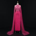 Luxury Pearls Evening Dresses with Cape Sleeves SS209