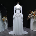 Luxury Pearls Tassel Blue and Yellow Evening Dress with Flowing Sleeves SS286