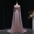 Glamorous Ombre Pink Evening Dress with Cape SS309