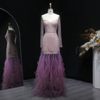 Luxury Beaded Gradient Long Sleeve A-Line Evening Dress SS328