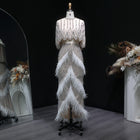 Luxury Beaded White Feathers 2 Pieces Evening Dress SS363