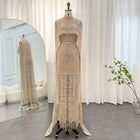 Luxury Pearls Mermaid Evening Dress with Cape SS369_