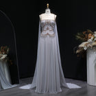 Elegant Silver Gold Crystal Evening Dress with Cap SS517