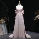 Elegant Strapless 3D Floral Beaded Pink Evening Dress SS540