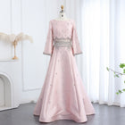 Luxury Burgundy Long Sleeve Crystal Beaded 2-Piece Evening Dress SS573