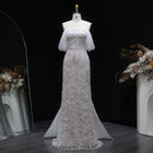 Luxury Ivory Off Shoulder Beaded Mermaid Evening Dress