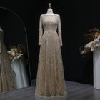 Elegant Green Sequin Beaded Shiny Long Sleeve Evening Dress SS625