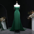 Elegant Emerald Green Beaded Evening Dress with Overskirt SS645