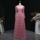 Luxury Delicate Pink 3D Floral Evening Dress with ruffles SS700