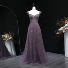 Elegant Purple Strapless Crystal Sequin A-Line Evening Dress SS703