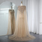 Dreamy Vow Luxury Dubai Sage Green Evening Dresses with Cape Fuchsia Crystal Gold Elegant Women Wedding Formal Party Gown 399