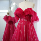 Dreamy Vow Luxury Dubai Ball Gown Fuchsia Evening Dress for Women Wedding 2023 Off Shoulder Arabic Celebrity Party Gown 390