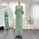 Dreamy Vow Light Yellow Luxury Dubai Feathers Evening Dresses for Women Wedding Party Arabic Purple Formal Prom Gowns 430