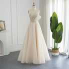 Dreamy Vow Luxury Dubai Beaded Lilac Evening Dress Elegant Scalloped Arabic Women Formal Prom Dresses for Wedding Party 247