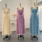 DreamyVow Luxury Dubai Feathers Light Yellow Evening Dresses with Cape Sleeves Arabic Purple Women Wedding Party Gowns 420