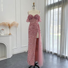 Dreamy Vow Luxury Dubai Mermaid Pink Evening Dresses for Women Wedding Spaghetti Straps High Slit Blue Prom Party Gowns 356