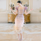 Dreamy Vow Luxury Feathers Tassel Lilac Dubai Evening Dresses for Women Wedding Party Arab Ankle Length Midi Formal Gowns 379