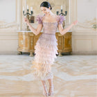 Dreamy Vow Luxury Feathers Tassel Lilac Dubai Evening Dresses for Women Wedding Party Arab Ankle Length Midi Formal Gowns 379
