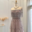 Dreamy Vow Luxury Tassel Heavy Beaded Arabic Evening Dresses for Women Wedding Party Elegant Long Formal Gowns In Stock 061