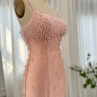 Dreamy Vow Navy Blue Spaghetti Straps Midi Evening Dress 2023 Luxury Dubai Beige Pink Arabic Women Wedding Party Gown 315