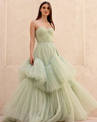 Elegant Gray Spaghetti straps A-Line Evening Dress SF314